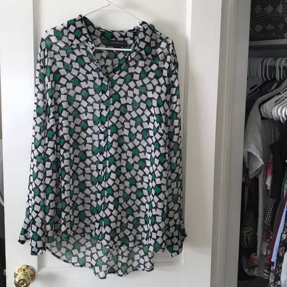 Lane Bryant sheer geometric button up - Picture 1 of 4